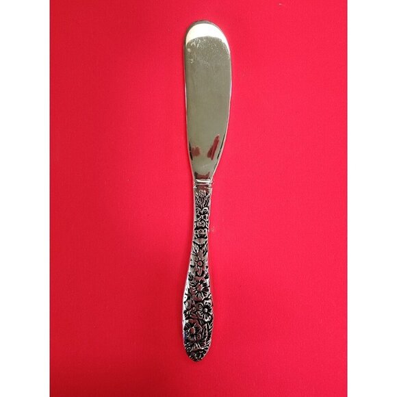 Godinger Olde Bouquet Pattern Floral Hollow Handle Silverplate Butter Knife - Picture 1 of 2